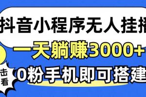 （12988期）抖音小程序无人直播，一天躺赚3000+，0粉手机可搭建，不违规不限流，小…