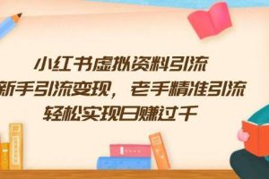 （13995期）小红书虚拟资料引流，新手引流变现，老手精准引流，轻松实现日赚过千