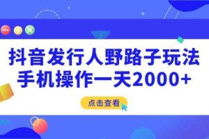 （14319期）抖音发行人野路子玩法，手机操作一天2000+