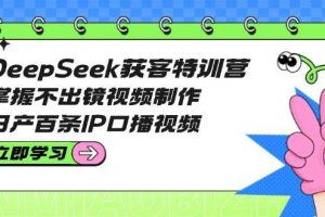 （14544期）DeepSeek获客特训营：掌握不出镜视频制作，日产百条IP口播视频
