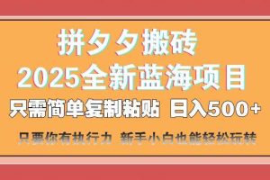 （14104期）拼夕夕搬砖  日入500+ 2025最新蓝海项目 只需简单复制粘贴 日入500+ 新…