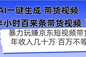 （14497期）AI一键生成 半小时百来条带货视频，暴力玩赚京东带货，年入几十百万不等
