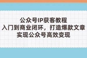 （14486期）公众号IP获客教程(第3期)，从入门到商业闭环，打造爆款文章，实现公众…