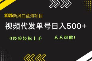（14749期）2025视频代发蓝海项目：0经验轻松上手，单号日入500+，人人可做！