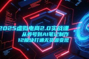 （15206期）2025虚拟电商2.0实战课，从养号到AI笔记制作，12模块打通无货源变现