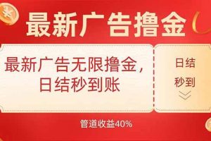 （15519期）最新广告无限撸金，日结秒到，管道40%
