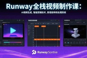 （15515期）Runway全栈视频制作课：AI视频生成，智能剪辑技术，影视级特效处理系统