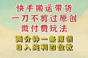（15577期）快手黑科技搬运带货，一刀不剪过原创，微付费投流玩法，轻松日入四位数…