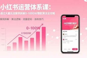 （15792期）小红书运营体系课：通过大量实战案例拆解0-1000W爆款算法全攻略