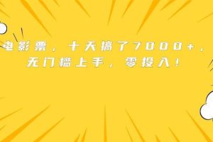 （15821期）靠卖电影票，十天搞了7000+，小白无门槛上手，零投入！