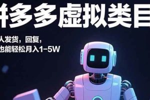 （15913期）拼多多虚拟类目，机器人发货，回复，小白也能轻松月入1-5W