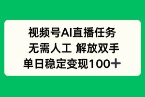 （16006期）视频号AI直播任务，无需人工，解放双手，当天变现100+
