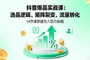 （16112期）抖音爆品实战课：选品逻辑、矩阵裂变、流量转化，14节课掌握月入百万秘籍