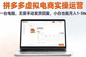 （16138期）拼多多虚拟电商实操运营，一台电脑，无需手动发货回复，小白也能月入1-5W