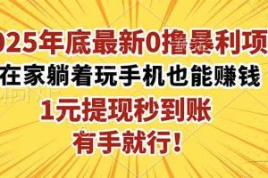 （16419期）2025年底最新0撸暴利项目，在家也能躺赚，1元秒提现，有手就行！