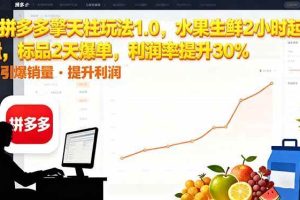 （16429期）拼多多 擎天柱玩法1.0，水果生鲜2小时起量，标品2天爆单，利润率提升30%