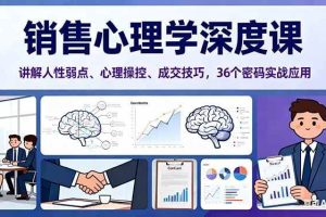 （16456期）销售心理学深度课，讲解人性弱点、心理操控、成交技巧，36个密码实战应用