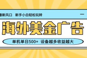 （16454期）最新蓝海项目，海外美金广告，单机单日500+，可矩阵放大，设备越多收益…