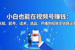 (16626期)小白也能在视频号赚钱:认知、起号、话术、选品、开播到投放全链路运营