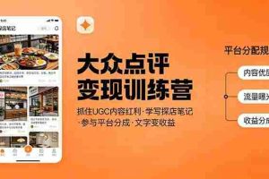 （17647期）大众点评变现训练营：抓住UGC内容红利，学写探店笔记，参与平台分成，让文字直接变收益