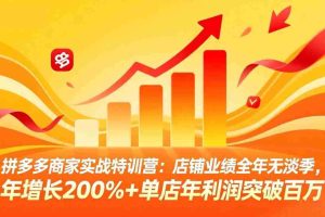 （17896期）拼多多商家实战特训营：店铺业绩全年无淡季，年增长200%+单店年利润突破百万(26年4月5日更新)