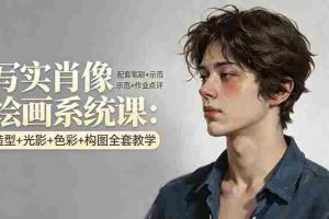 (17967期)写实肖像绘画系统课:造型+光影+色彩+构图全套教学,配套笔刷+示范+作业点评