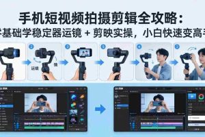 （18003期）手机短视频拍摄剪辑全攻略：零基础学稳定器运镜 + 剪映实操，小白快速变高手