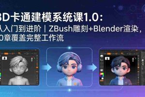 （18035期）3D卡通建模系统课1.0：从入门到进阶｜ZBrush雕刻+Blender渲染，10章覆盖完整工作流