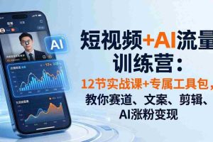 （18078期）短视频+AI流量训练营：12节实战课+专属工具包，教你赛道、文案、剪辑、AI涨粉变现