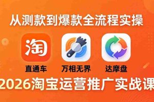 （18126期）2026淘宝运营推广实战课-更新4月20：直通车 + 万相无界 + 达摩盘，从测款到爆款全流程实操