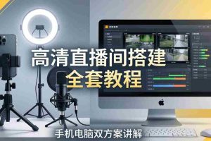 （18104期）高清直播间搭建全套教程，手机电脑双方案讲解，设备选型调试多机位实操教学