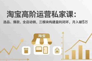 (18095期)淘宝高阶运营私家课(更新26年4月18):选品、爆款、全店动销,三模块构建盈利闭环,月入破5万