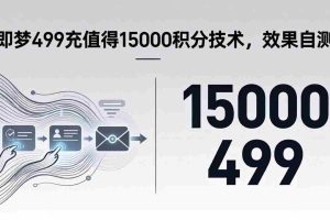 (18093期)即梦499充值得15000积分技术,效果自测