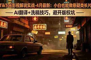 （18277期）TikTok影视解说实战-4月最新：小白也能做悬疑类长片，AI翻译+洗稿技巧，避开版权坑