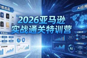 （18261期）2026亚马逊实战通关特训营-26年4月30更新，多维选品+渐进式打法+AI应用，从0到1打造盈利店铺
