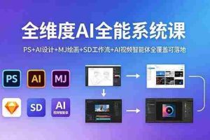 （18464期）全维度AI全能系统课，PS+AI设计+MJ绘画+SD工作流+AI视频智能体全覆盖可落地