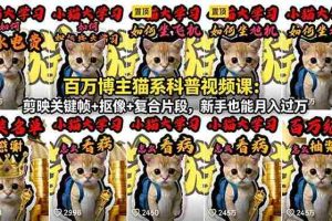 （18595期）百万博主猫系科普视频课：剪映关键帧+抠像+复合片段，新手也能月入过万