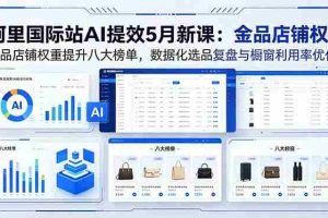 （18556期）阿里国际站AI提效5月新课：金品店铺权重提升八大榜单，数据化选品复盘与橱窗利用率优化
