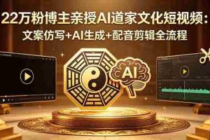 （18580期）22万粉博主亲授AI道家文化短视频：文案仿写+AI生成+配音剪辑全流程