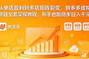 （18576期）从单店盈利到多店矩阵裂变，拼多多虚拟项目全套实操教程，新手也能稳步日入千元