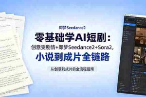 （18537期）零基础学AI短剧：创意变剧情+即梦Seedance2+Sora2，小说到成片全链路