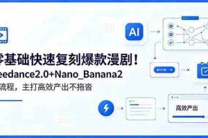 （18611期）零基础快速复刻爆款漫剧！Seedance2.0+Nano_Banana2全流程，主打高效产出不拖沓