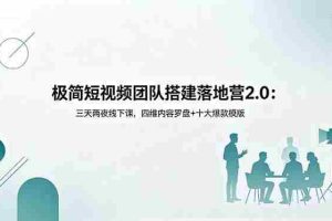 （18672期）极简短视频团队搭建落地营2.0：三天两夜线下课，四维内容罗盘+十大爆款模版