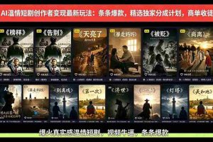 （18748期）AI温情短剧创作者变现最新玩法：视频牛逼，条条爆款，精选独家分成计划，商单收徒